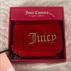 Juicy Couture Red Compact Wallet with Gold Logo